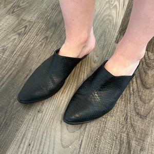Black Snakeskin Mules